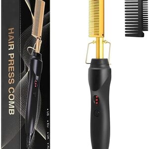 Gold & Black Heated Hair Press Comb